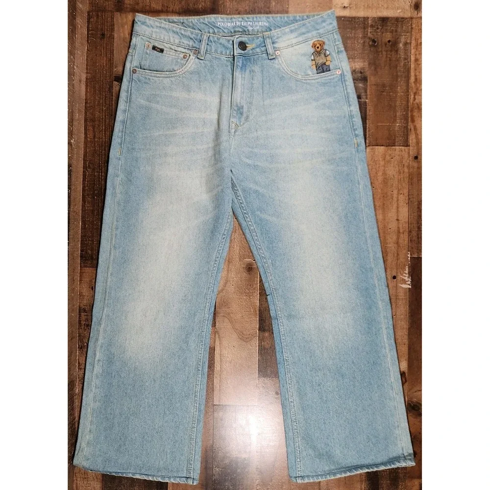 Polo Ralph Lauren Bear Baggy Jeans Mens 34x27 Blue Pants Dubai Preppy